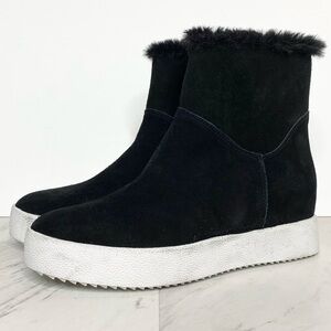 Blondo Haven Faux Fur Waterproof Suede Black Bootie 6M